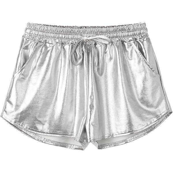 Generic Women's Metallic Shorts Shiny Hot Sparkly Rave Pants with